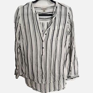 Lucky Brand White Shirt with Black Vertical Stripes